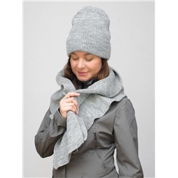 Комплект зимний женский шапка+шарф Людмила (Цвет светло-серый), размер 56-58, шерсть 30%