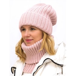 Комплект зимний женский шапка+снуд Кэмерон (Цвет пудровый), размер 56-58, шерсть 30%
