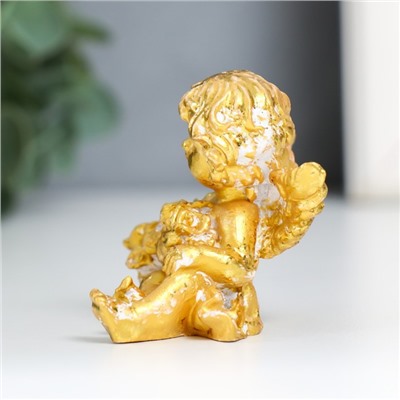 Сувенир полистоун "Ангел с розочками" золото МИКС 4х5,5х5,5 см