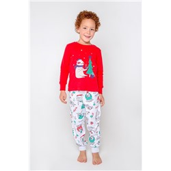 Пижама  для мальчика  К 1532/насыщенно-красный,новогодние ленивцы