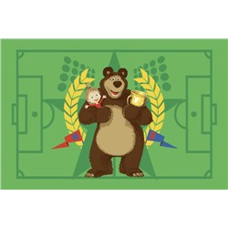 Детский велюровый ковёр Маша и Медведь "Чемпион", 1х1,5 м
