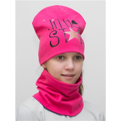 Комплект для девочки шапка+снуд Litle Star (Цвет светло-коралловый), размер 52-54,  хлопок 95%
