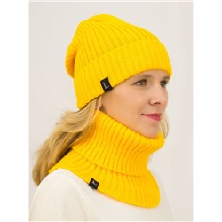 Комплект женский весенний шапка+снуд Ники (Цвет желтый), размер 52-56