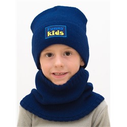 Комплект весна-осень для мальчика шапка+снуд Кидс (Цвет синий), размер 50-52, шерсть 30%