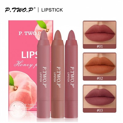 Набор водостойких помад с экстрактом персика P.TWO.P Lipstick You're A Peach 3шт