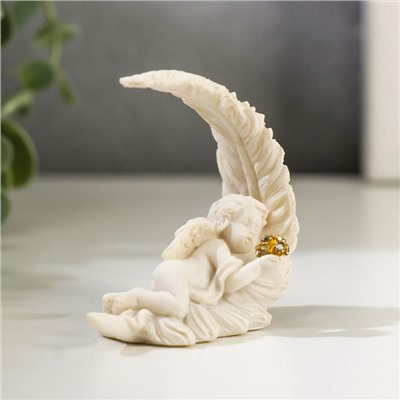 Сувенир полистоун "Белоснежный ангел спящий на перышке" МИКС, 5х5,5х2,5 см