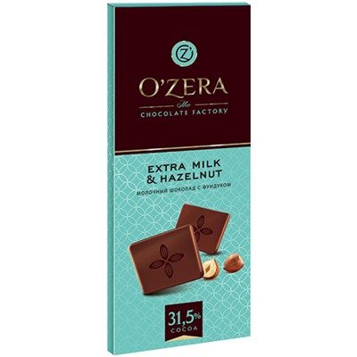 «OZera», шоколад молочный Extra milk & Hazelnut, 90г