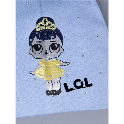 Шапка LOL, балерина в желтом платье, желтая корона, синие волосы, голубой