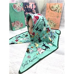 Платок женский с креативными кошками (100*100 см.) арт. 248353