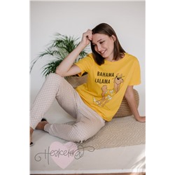 Женская пижама ЖП 039/1 (желтый + горох на бежевом)