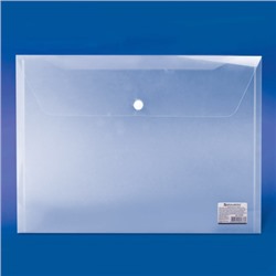 221638 Папка-конверт с кнопкой, А4, прозрачная, до 100 листов, 0,15мм
