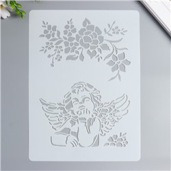 Трафарет пластик "Ангел и цветочная ветвь" 29,7х21 см