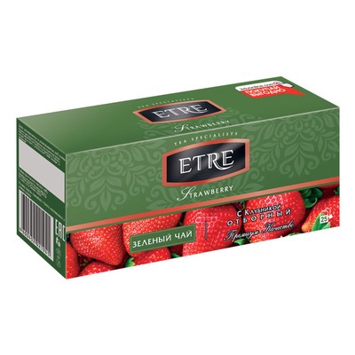 «ETRE», strawberry чай зеленый с клубникой, 25 пакетиков, 50г