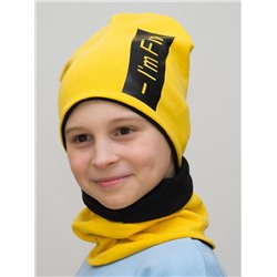 Комплект для мальчика шапка+снуд I'm Fine (Цвет желтый), размер 52-54,  хлопок 95%