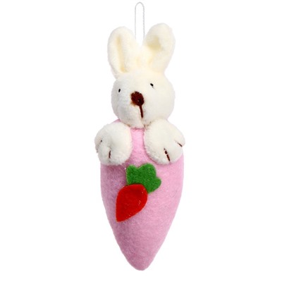 Мягкая игрушка «Заяц с морковкой», на подвеске, цвета МИКС