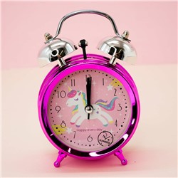 Часы-будильник «Happy unicorn», pink metalic