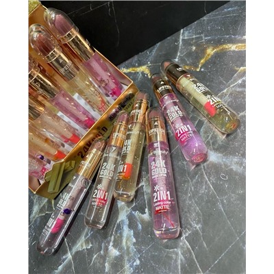 Помада+блеск для губ Kiss Beauty 24K Gold LipGloss (ряд 12шт)