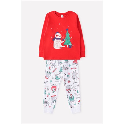 Пижама  для мальчика  К 1532/насыщенно-красный,новогодние ленивцы