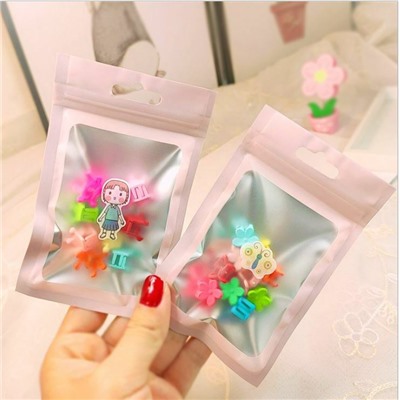Комплект детских мини заколок - крабиков для волос 10 шт, в индивидуальной упаковке Цвет Микс - Цветок Матовый !