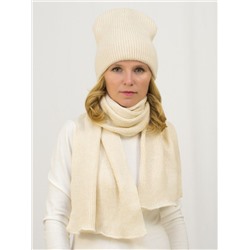 Комплект зимний женский шапка+шарф Ника (Цвет светло-бежевый), размер 56-58, шерсть 30%