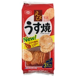 Тонкое слегка обжаренное рисовое печенье со вкусом креветки Kameda, Япония, 70 гРаспродажа